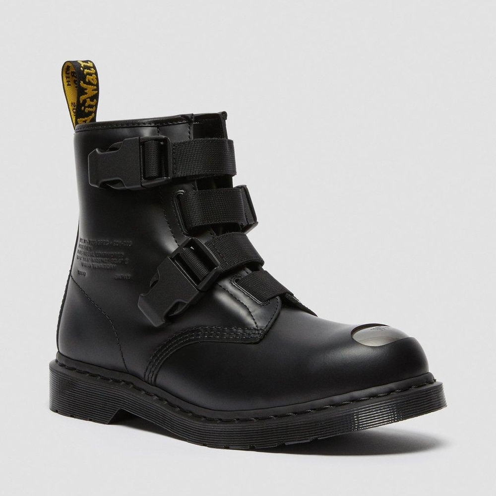 Dr. Martens WTAPS collab RARE steel toe biker Mono Black Leather Buckle Straps 8 - Picture 11 of 11